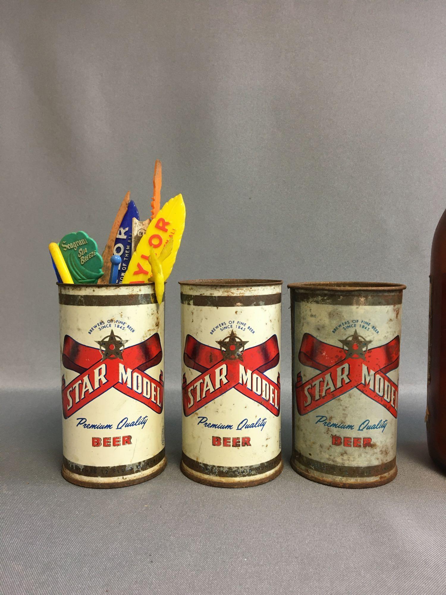 Group of Vintage Star Model Beer Bottles and Cans