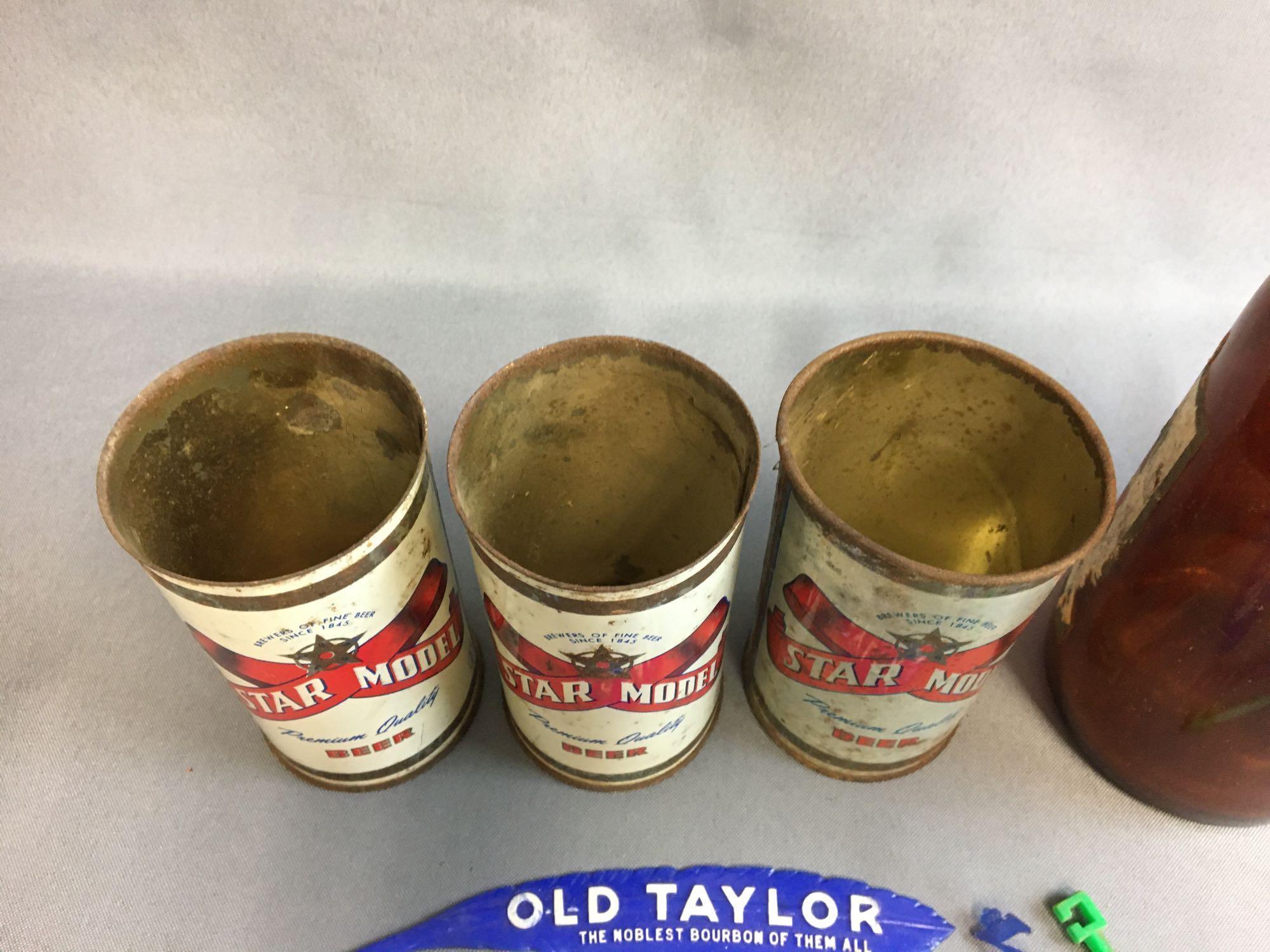 Group of Vintage Star Model Beer Bottles and Cans