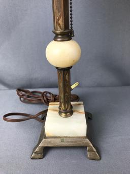 Vintage Brass Lamp w/Beaded Fabric Shade