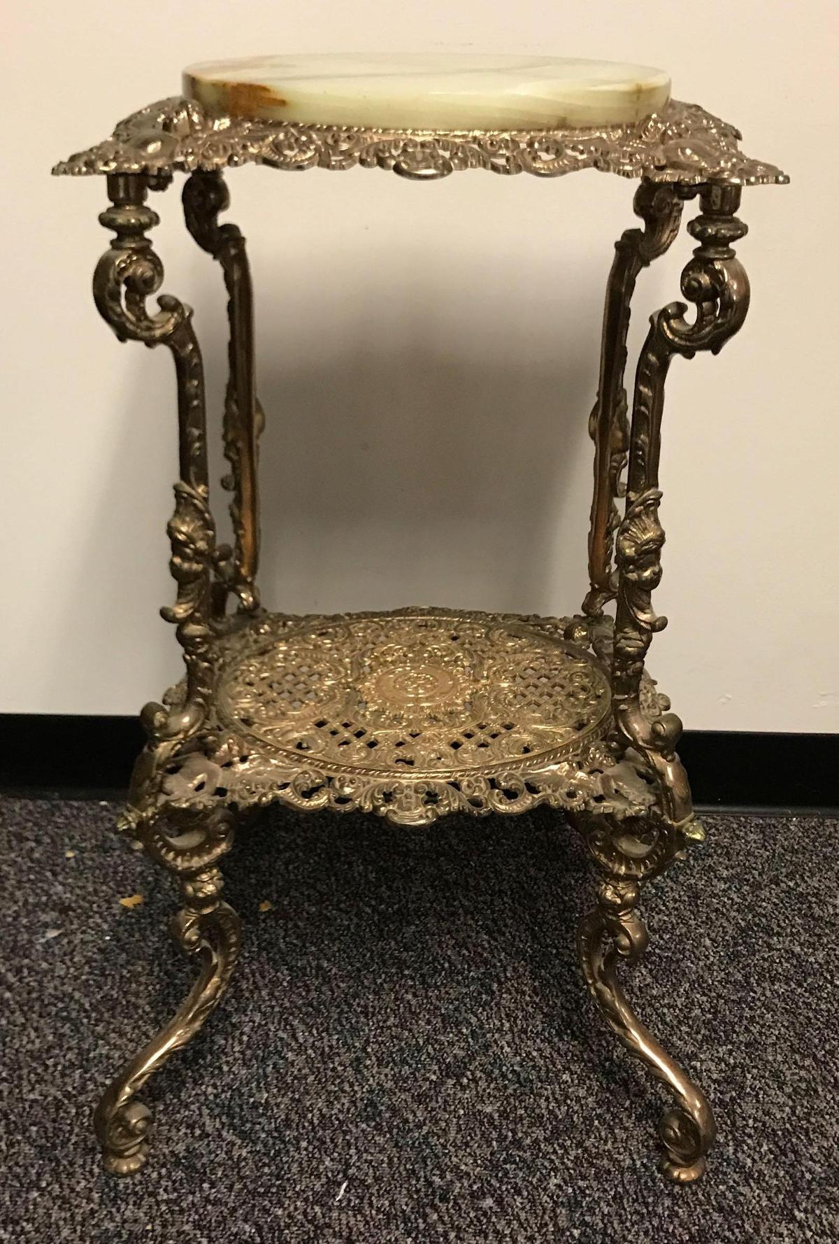 Antique brass and granite stand