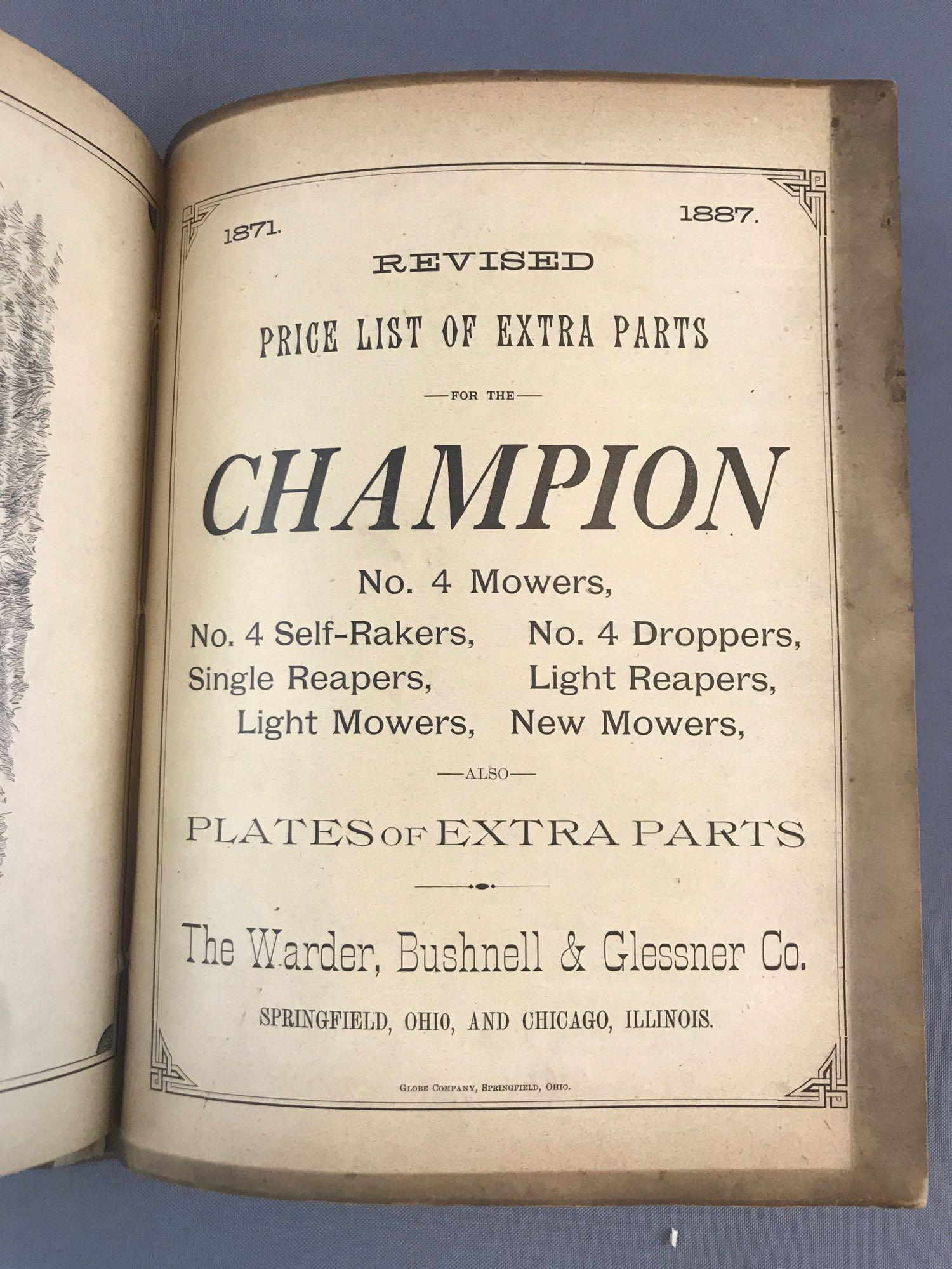 Antique bound Farm Implement and Mower Price Lists