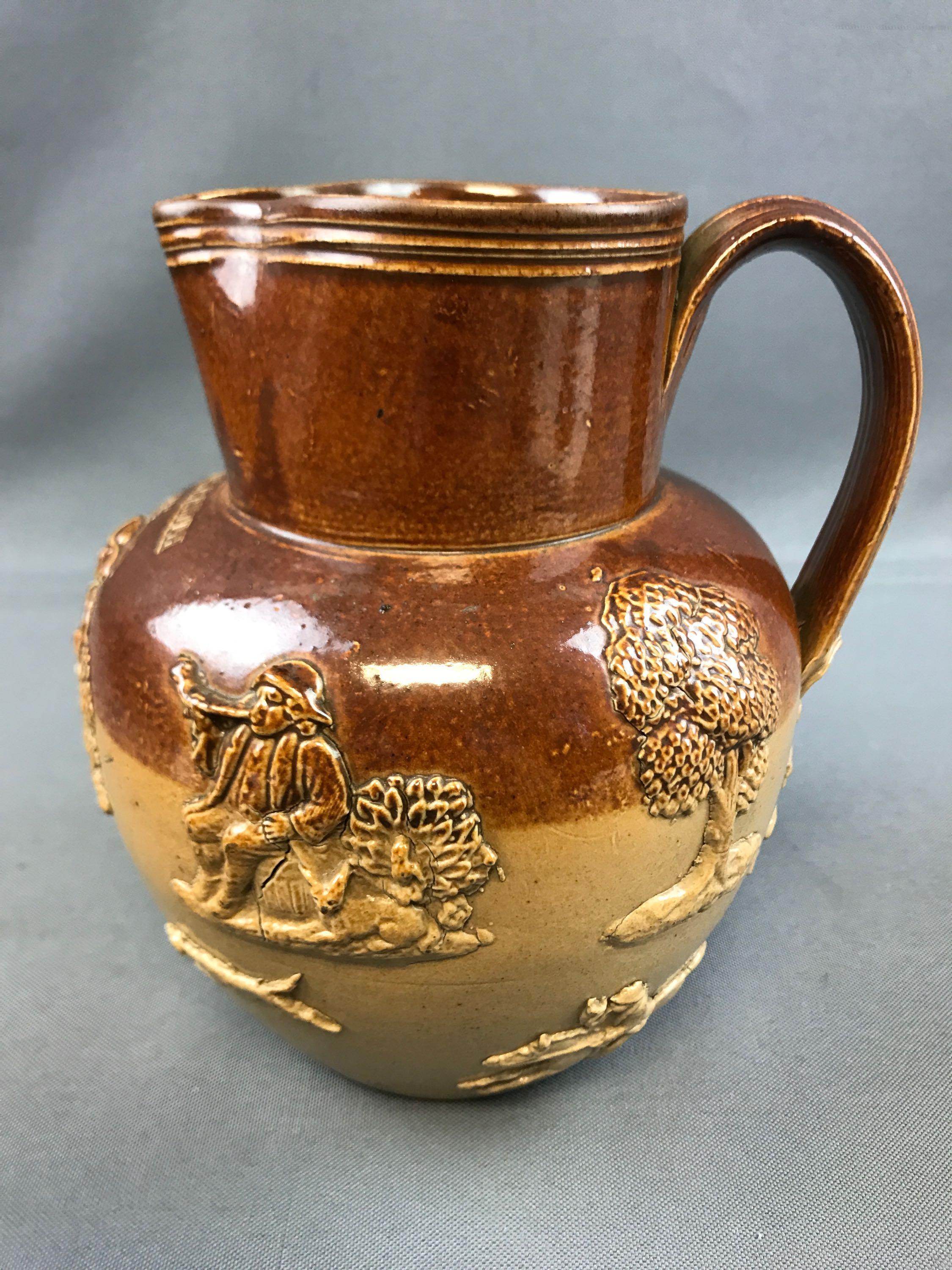Antique (1884) Edwin S Smith Pitcher w/ Embossed Tableaux