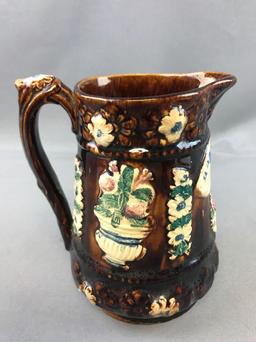 Antique (1900s) Barge Ware Pottery Pitcher - "Home Sweet Home"