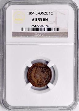 1864 BN Indian Head Cent (NGC) AU53BN.