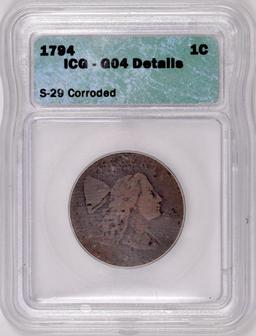 1794 Head of 1794 Liberty Cap Large Cent. G04 details.