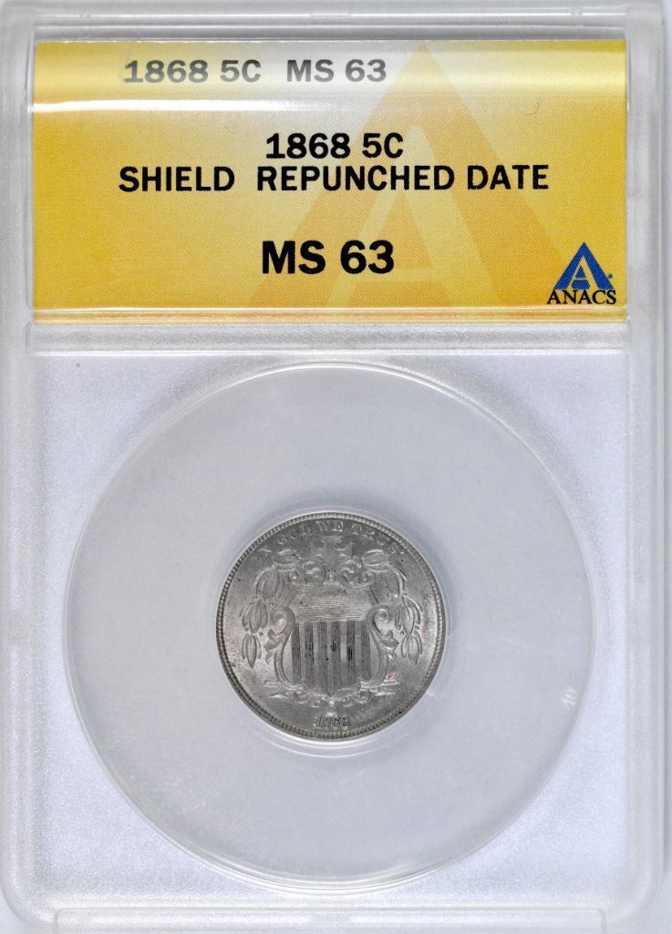 1868 Shield Nickel (ANACS) MS63.