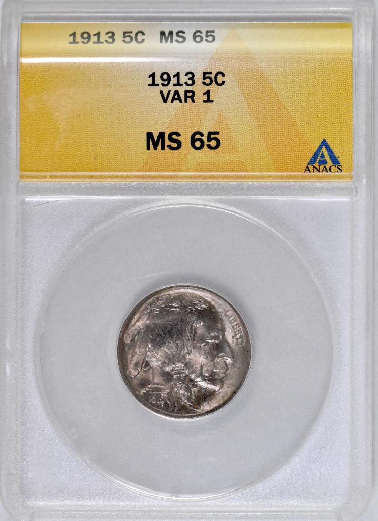 1913 P Ty. 1 Buffalo Nickel (ANACS) MS65.