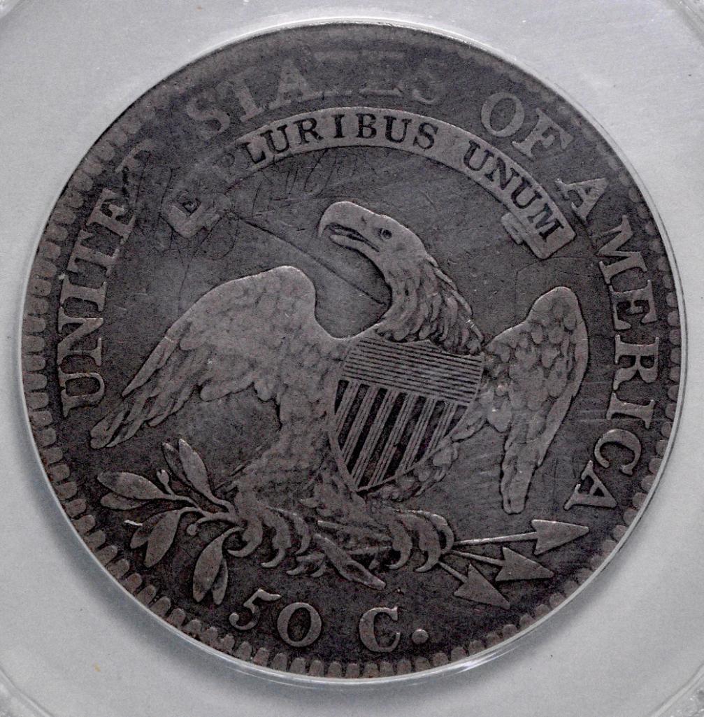 1812 Capped Bust Silver Half Dollar (ANACS) F15 details.