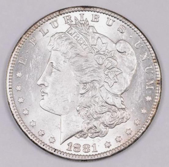 1881 O Morgan Silver Dollar.