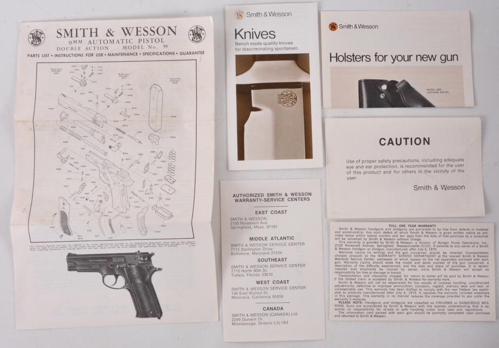 Smith and Wesson Model 59 9mm Semi Auto Pistol with Original Box