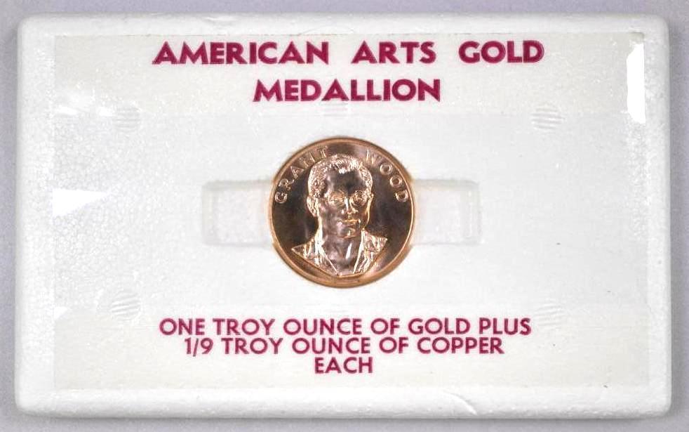 1980 Grant Wood American Arts Gold Medallion 1oz. Round.