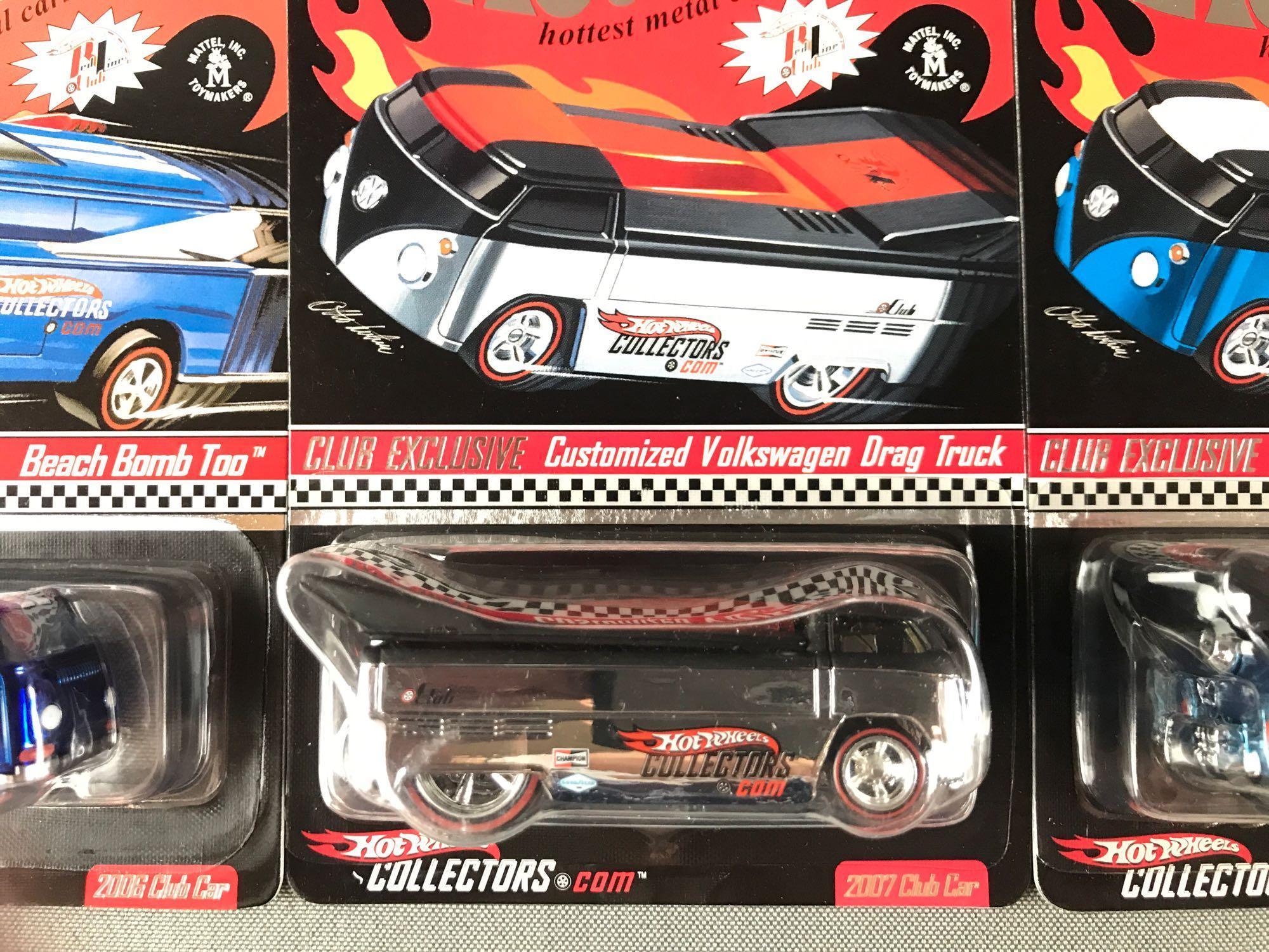 Group of 3 Hot Wheels Red Line Club die-cast vehicles in original packaging