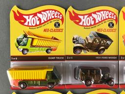 Group of 6 Hot Wheels die-cast vehicles in original packaging