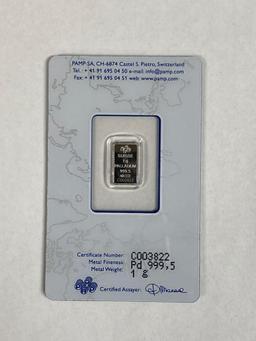 1 Gram Palladium PAMP Suisse Carded