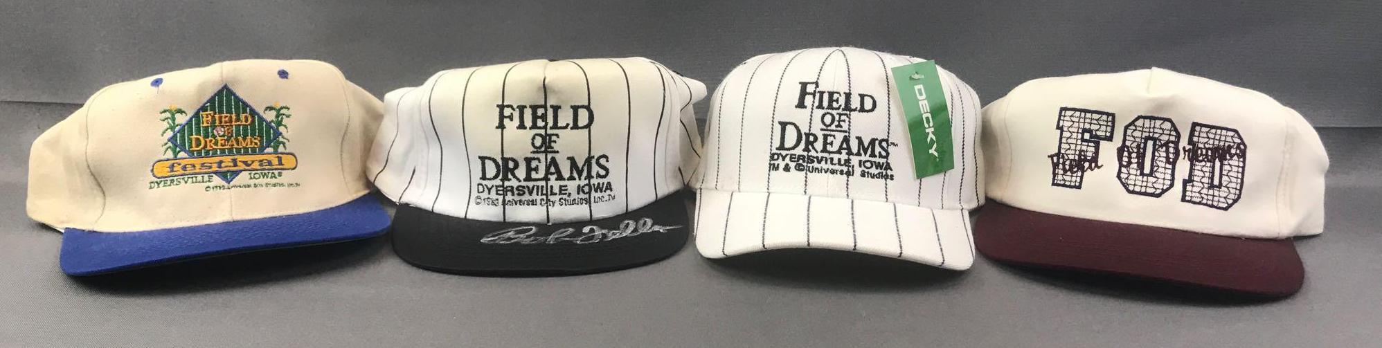 Group of 4 Field of Dreams Movie Site 1 Signed Baseball Caps