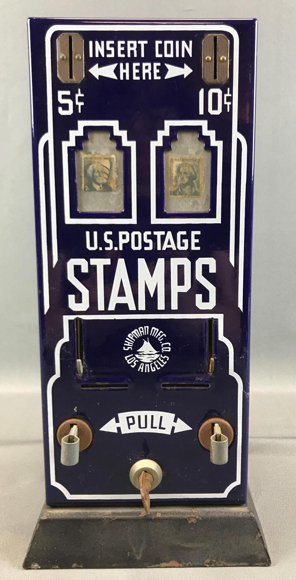 Vintage (1950s) US Postage Stamp Vending Machine w/ Key