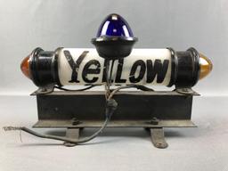 Vintage Glass and Metal "Yellow" Cab Rooftop Taxi Light