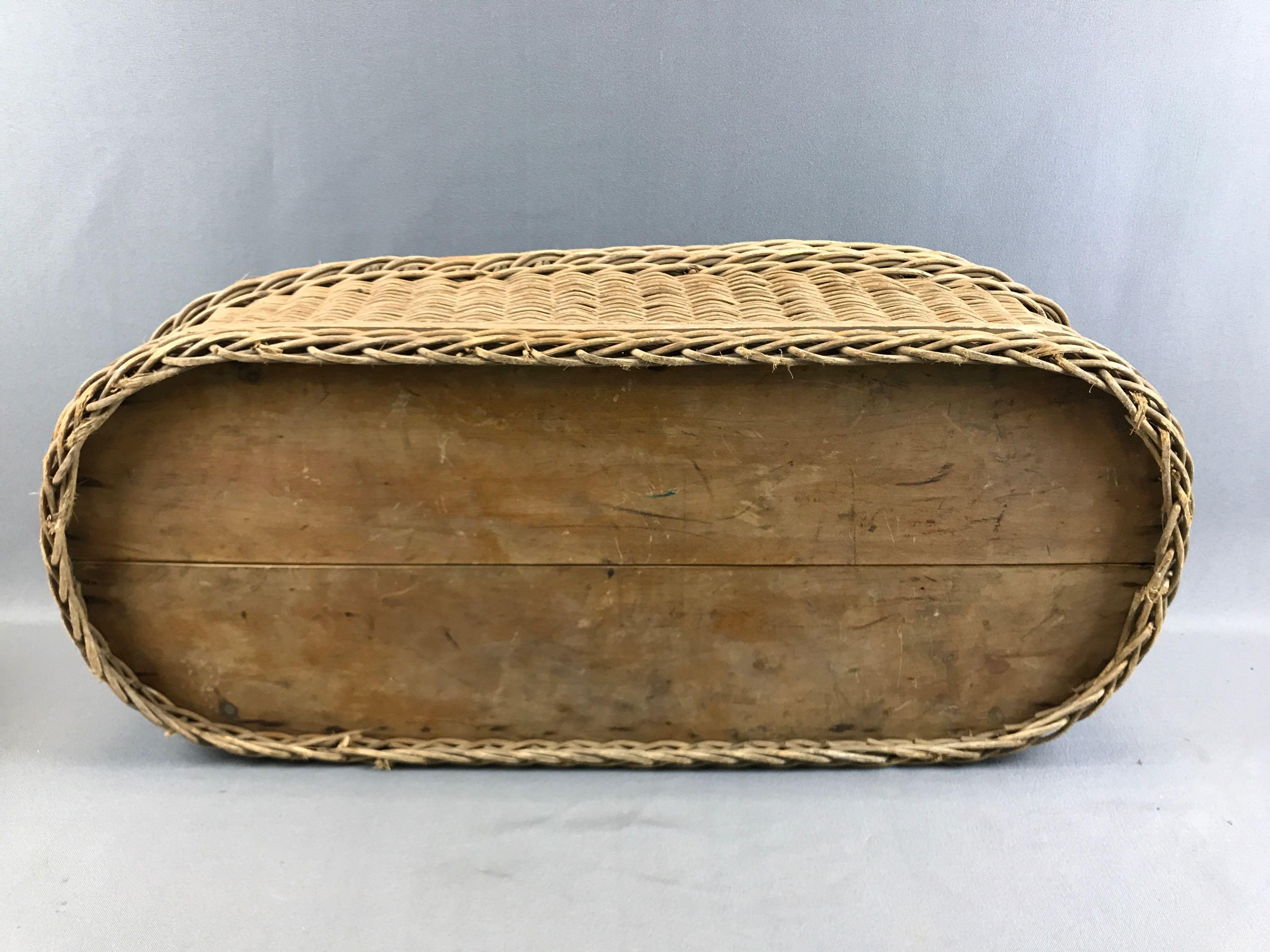 Antique Woven Wicker Mourning Casket w/Domed Lid