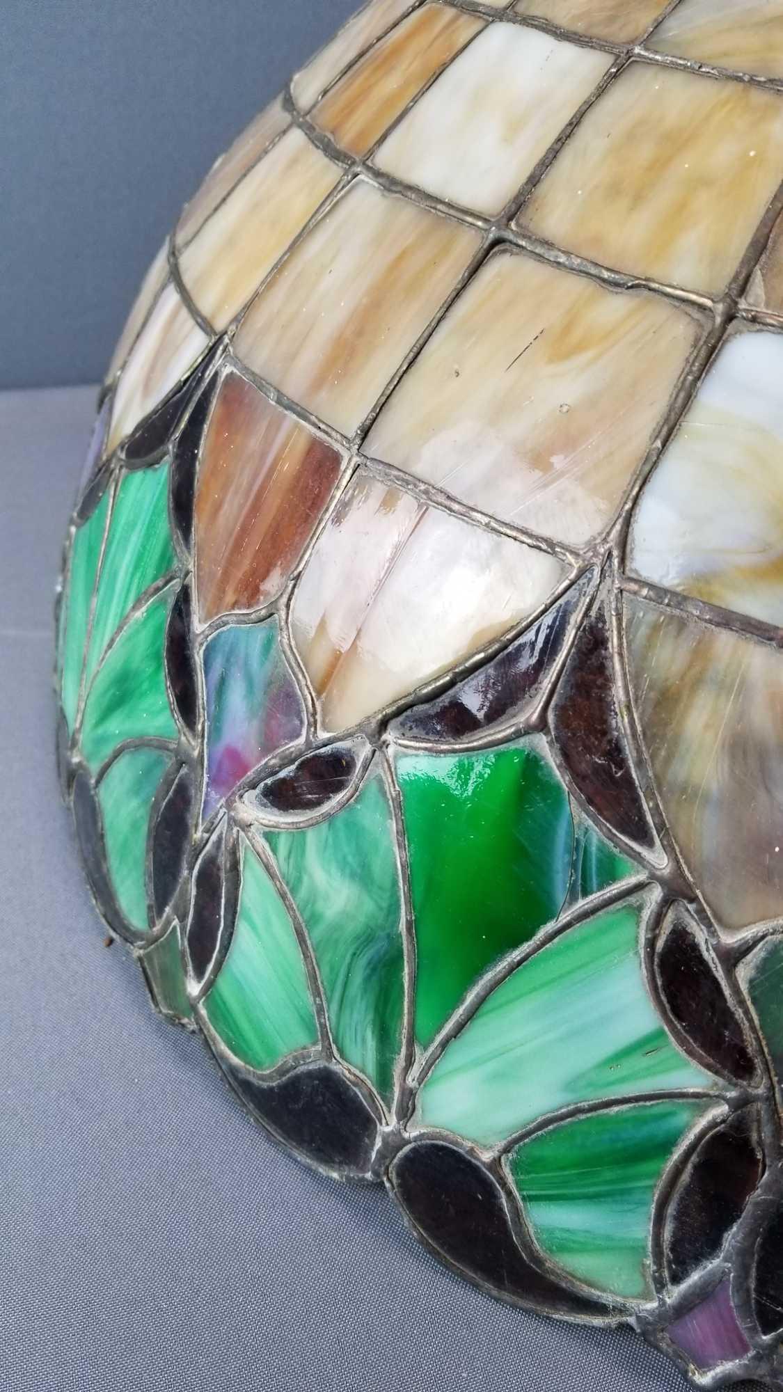 Vintage Stained/Slag Glass Hanging Light Fixture