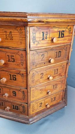 Antique Hardware Store Octagonal Bolt/Screw Cabinet