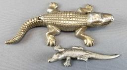 Lot of 2 : Vintage Metal/Brass Alligators