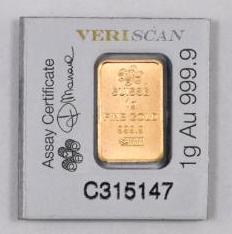 PAMP Suisse 1 Gram 999.9 Gold Ingot/Bar.