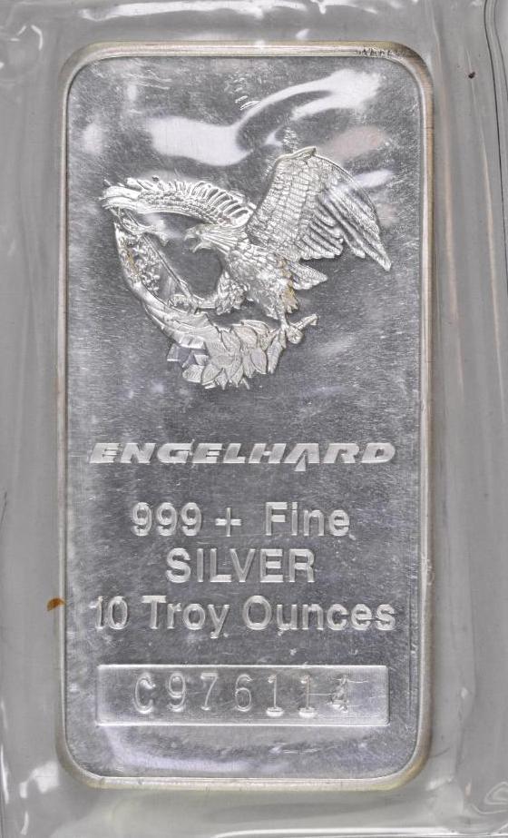 Engelhard 10oz. .999 Fine Silver Ingot / Bar.