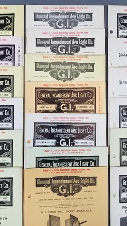 Group of antique General Incandescent Arc Light co bulletins