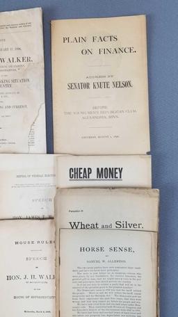 Group of 10 antique publications about money, banking and more