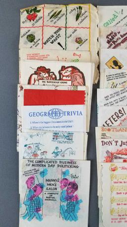 Group of 60+ vintage character napkins