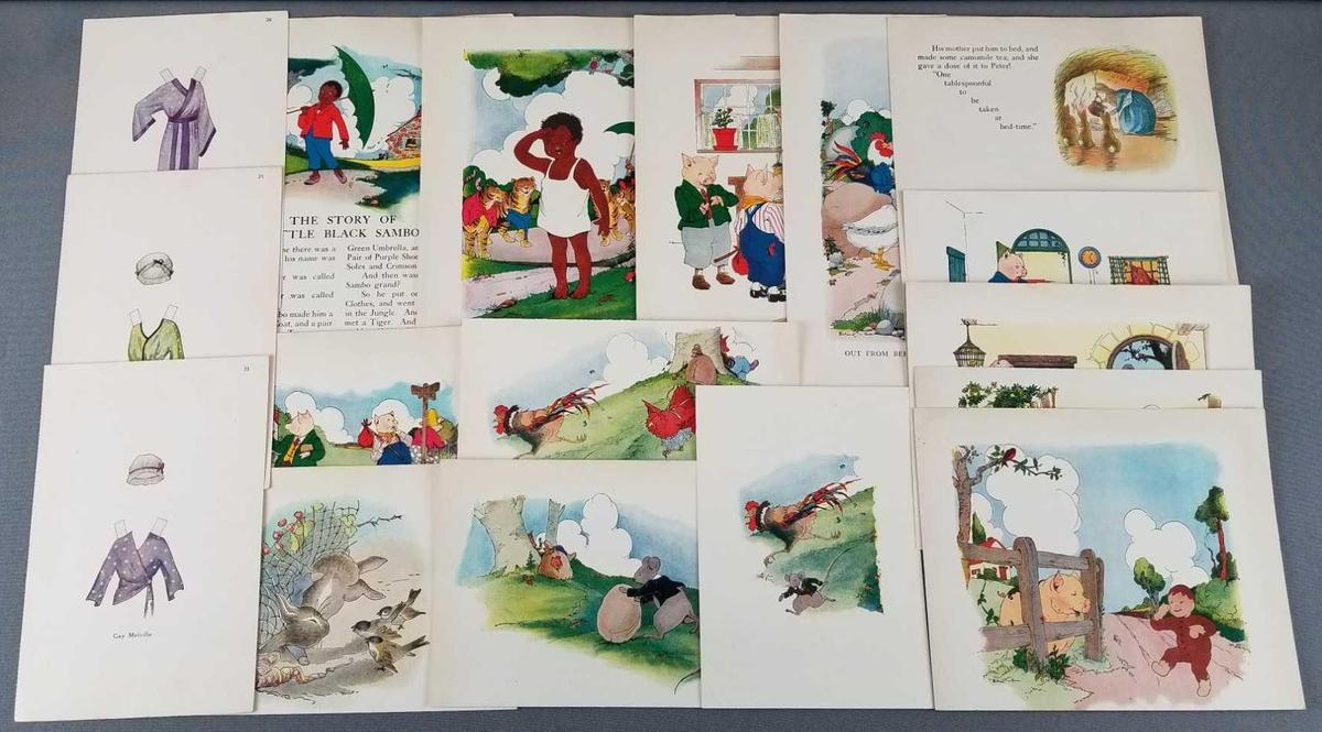 Group of 17 childrens storybook prints