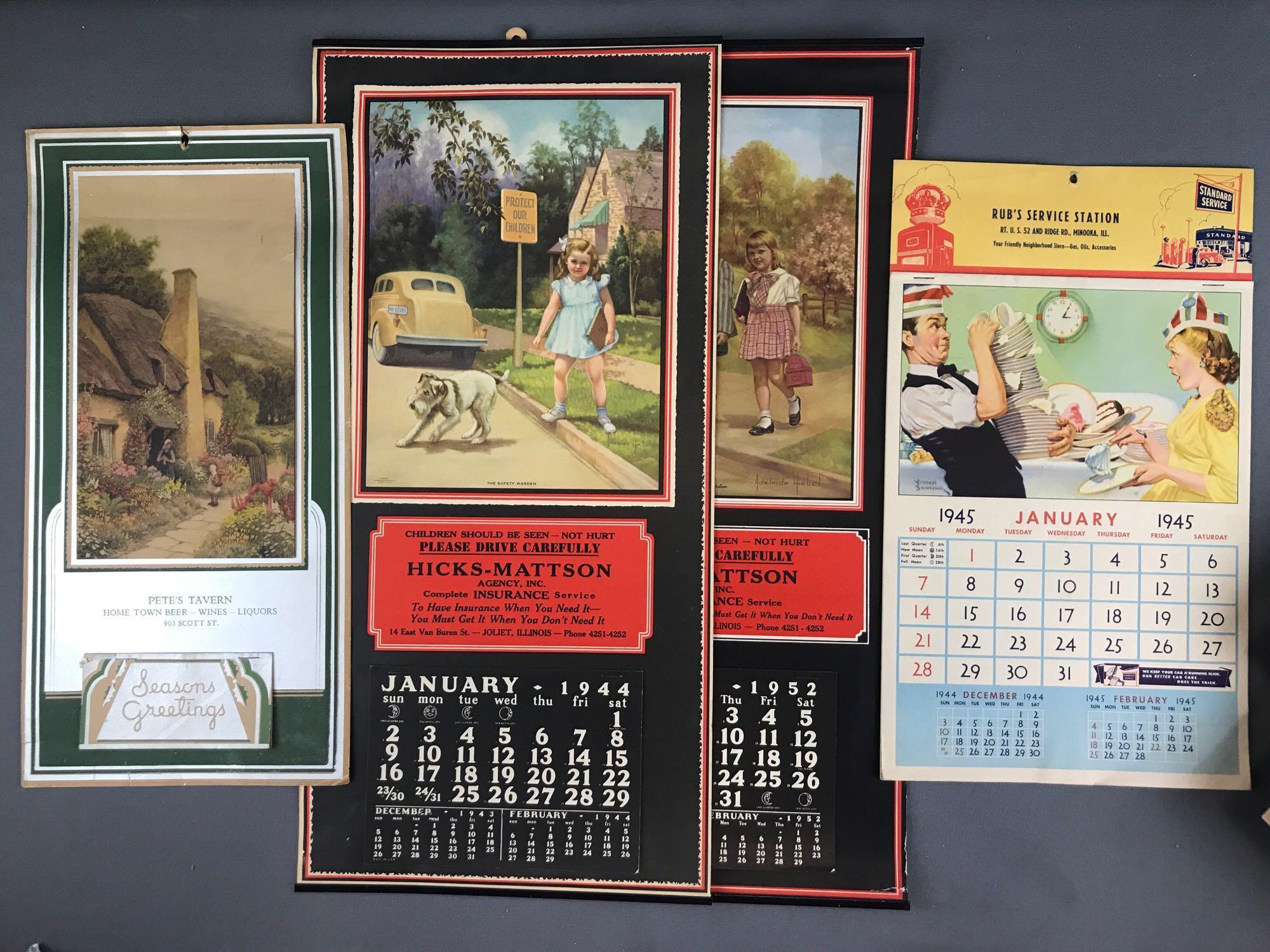 Group of 21 antique and vintage advertising calendars