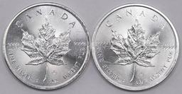 Group of (2) 2015 Canada Silver Maple Leaf .9999 Fine 1oz.