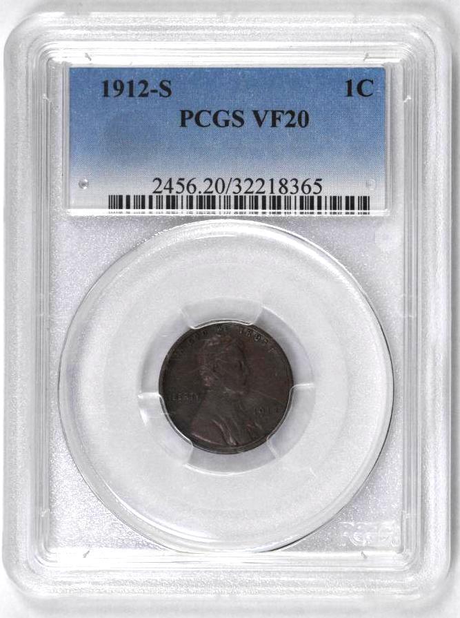 1912 S Lincoln Wheat Cent (PCGS) VF20