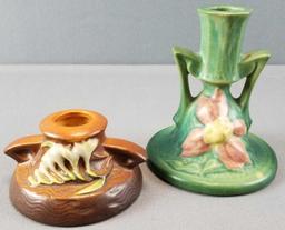 Group of 2 Roseville Pottery candlestick holders