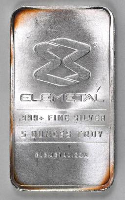 Elemetal 5oz. .999 Fine Silver Ingot/Bar