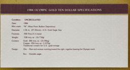 1984 Olympic 2-Coin Olympic Commemorative $10 Gold & Silver Dollar BU