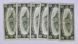 Group of (6) $10 Federal Reserve Notes 1934