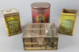 Group of 4 antique tobacco tins