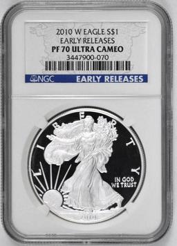 2010 W American Silver Eagle Proof 1oz (NGC) PF70 Ultra Cameo