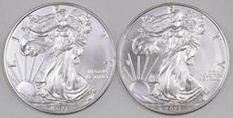 Group of (2) 2021 American Silver Eagle 1oz