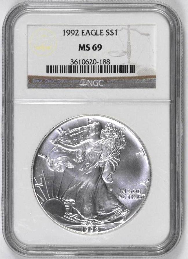 1992 American Silver Eagle 1oz. (NGC) MS69