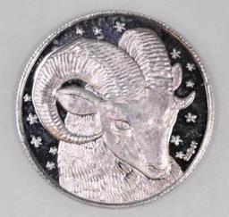 1/2oz. .999 Fine Silver Aries Round