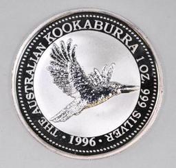 1996 Australia Kookaburra 1oz. .999 Fine Silver Round