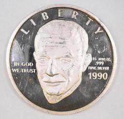 1990 Eisenhower 14.5 Troy Ounces .999 Fine Silver Round