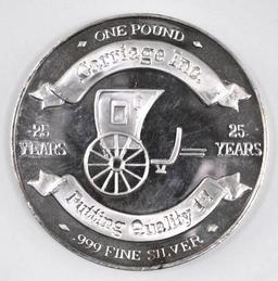 Carriage Inc. 25th Anniversary 14.5oz. .999 Fine Silver Round