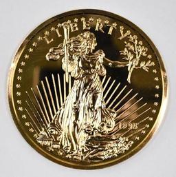 1995 Washington Mint 8oz. .999 Fine Silver Gold Plated Gaudens Round