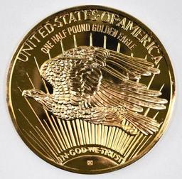 1995 Washington Mint 8oz. .999 Fine Silver Gold Plated Gaudens Round