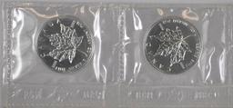 Group of (5) 1995 Canada Maple Leaf 1oz. .9999 Fine Silver