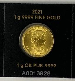 2021 Royal Canadian Mint 1 gram Gold .9999
